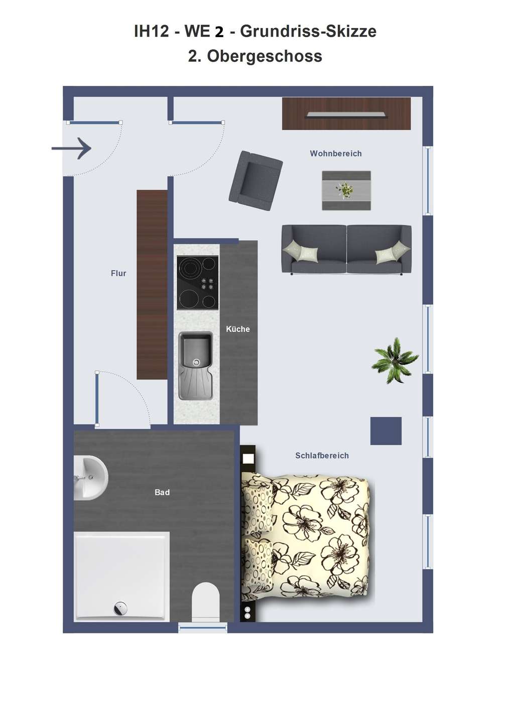 Grundriss-Skizze IH12 – WE 2